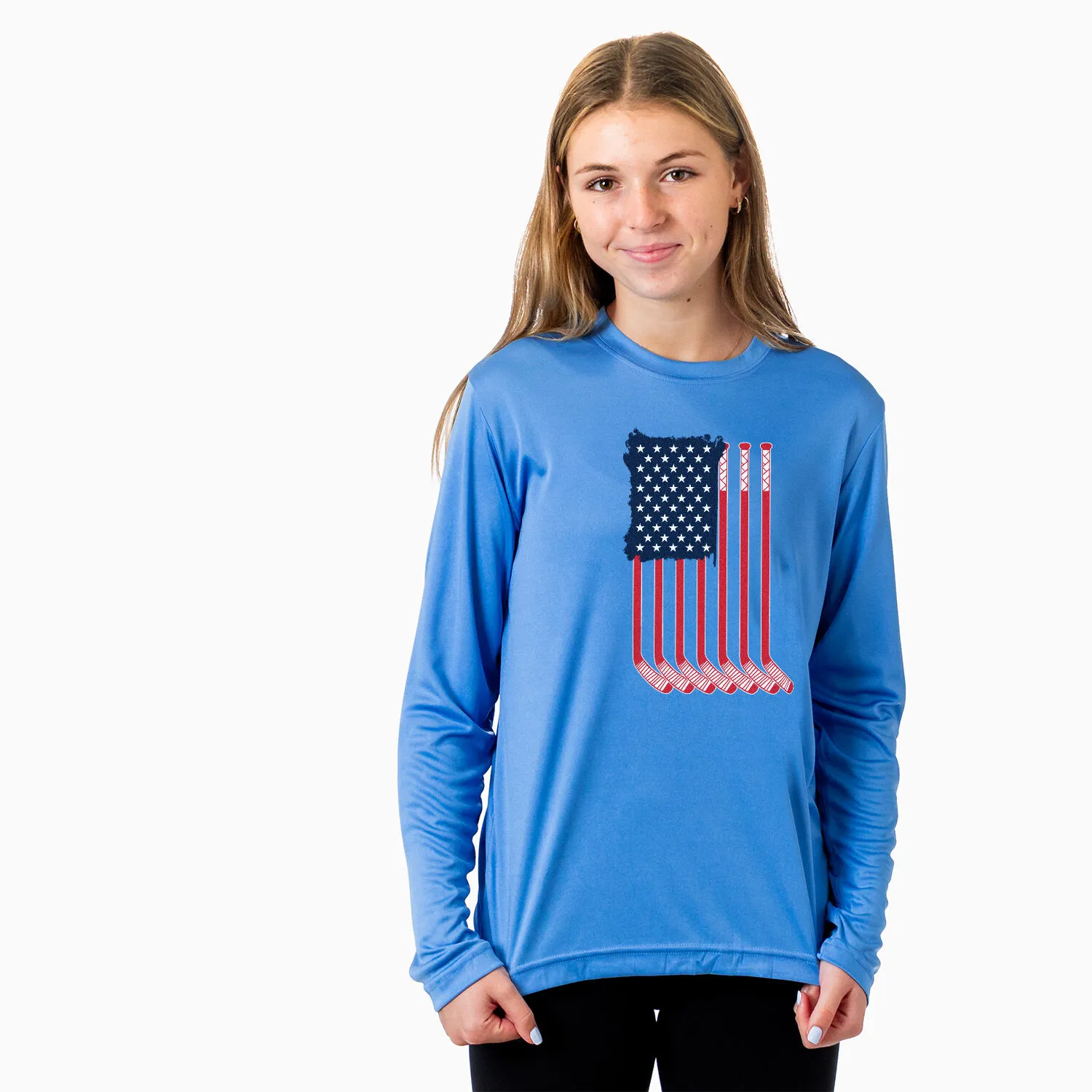 Hockey Long Sleeve Tech Tee - American Flag 