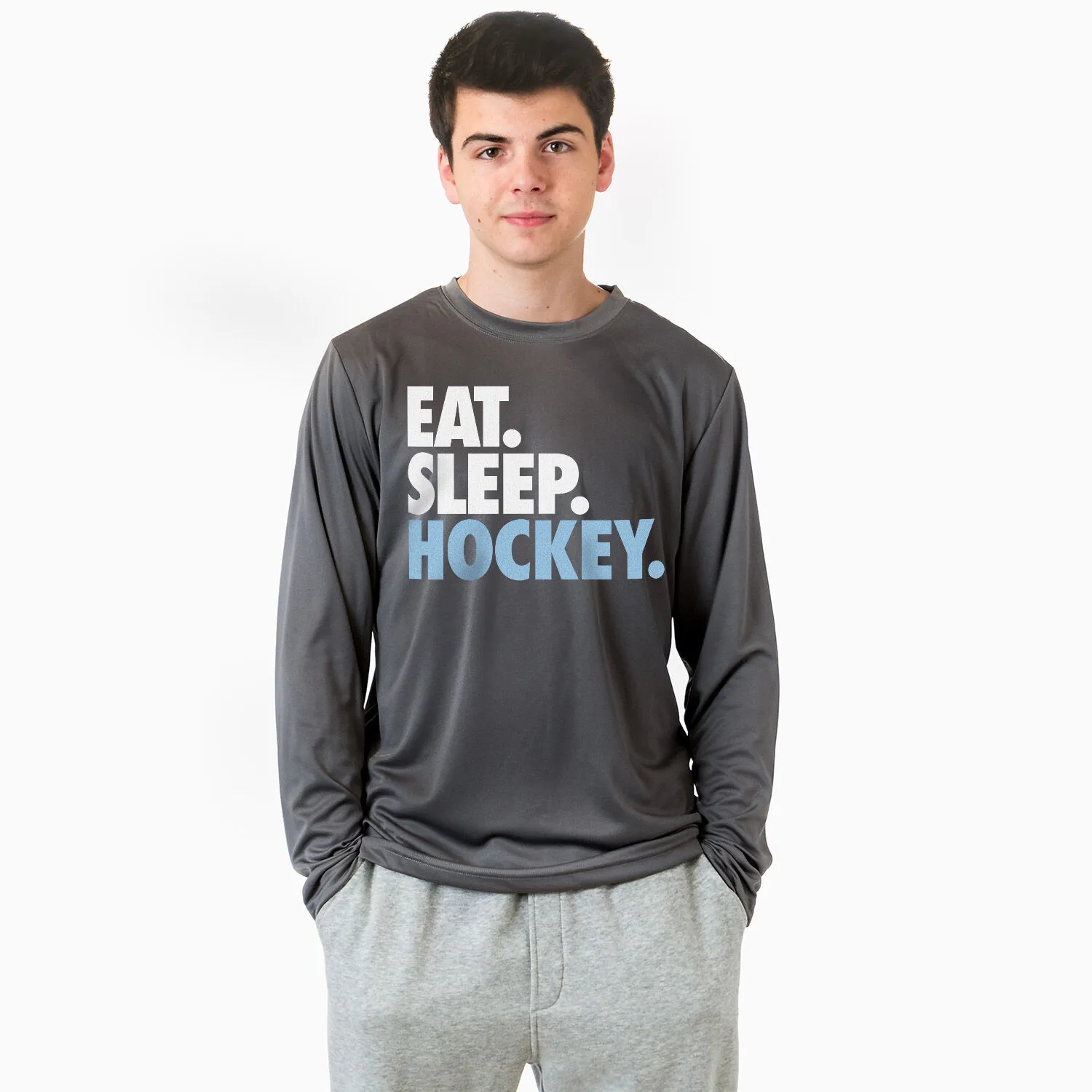 Hockey Long Sleeve Tech Tee - Eat. Sleep. Hockey. 