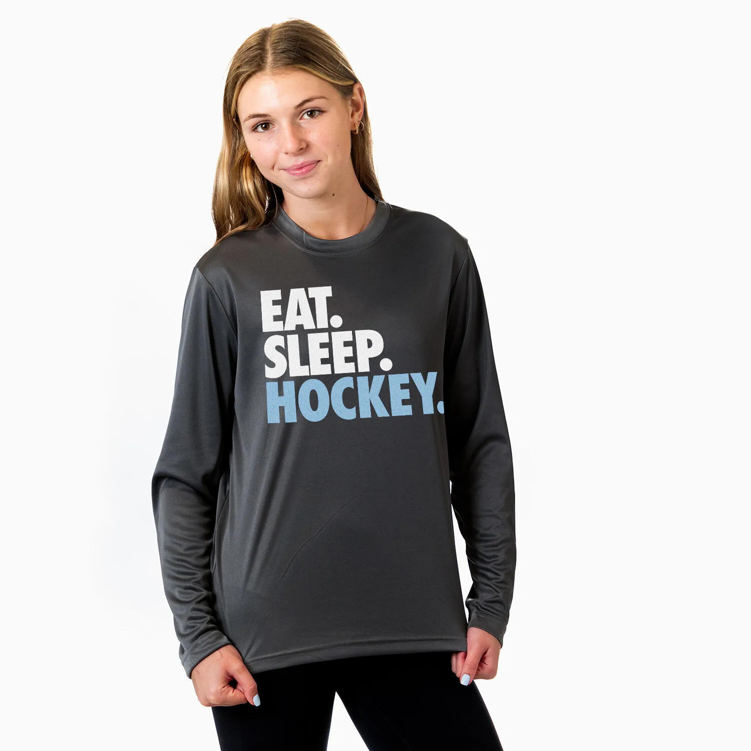 Hockey Long Sleeve Tech Tee - Eat. Sleep. Hockey. 