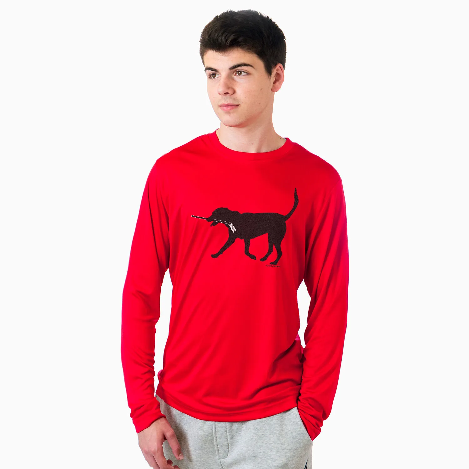 Hockey Long Sleeve Tech Tee - Howe the Hockey Dog 