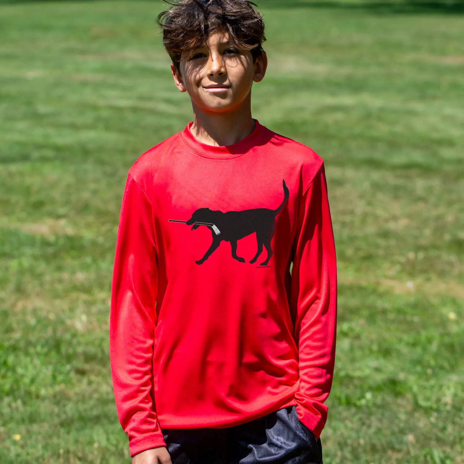 Hockey Long Sleeve Tech Tee - Howe the Hockey Dog 