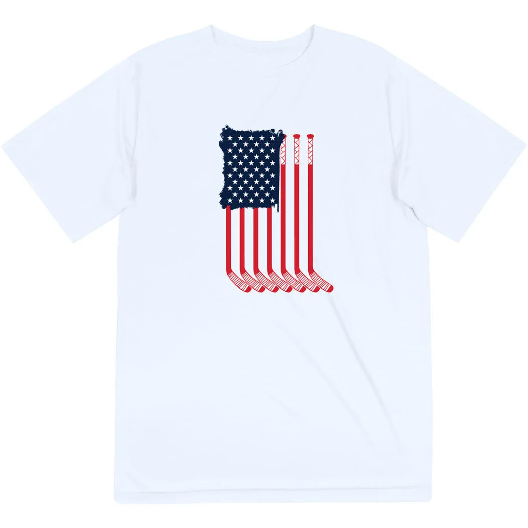 Hockey Short Sleeve Performance Tee - American Flag 