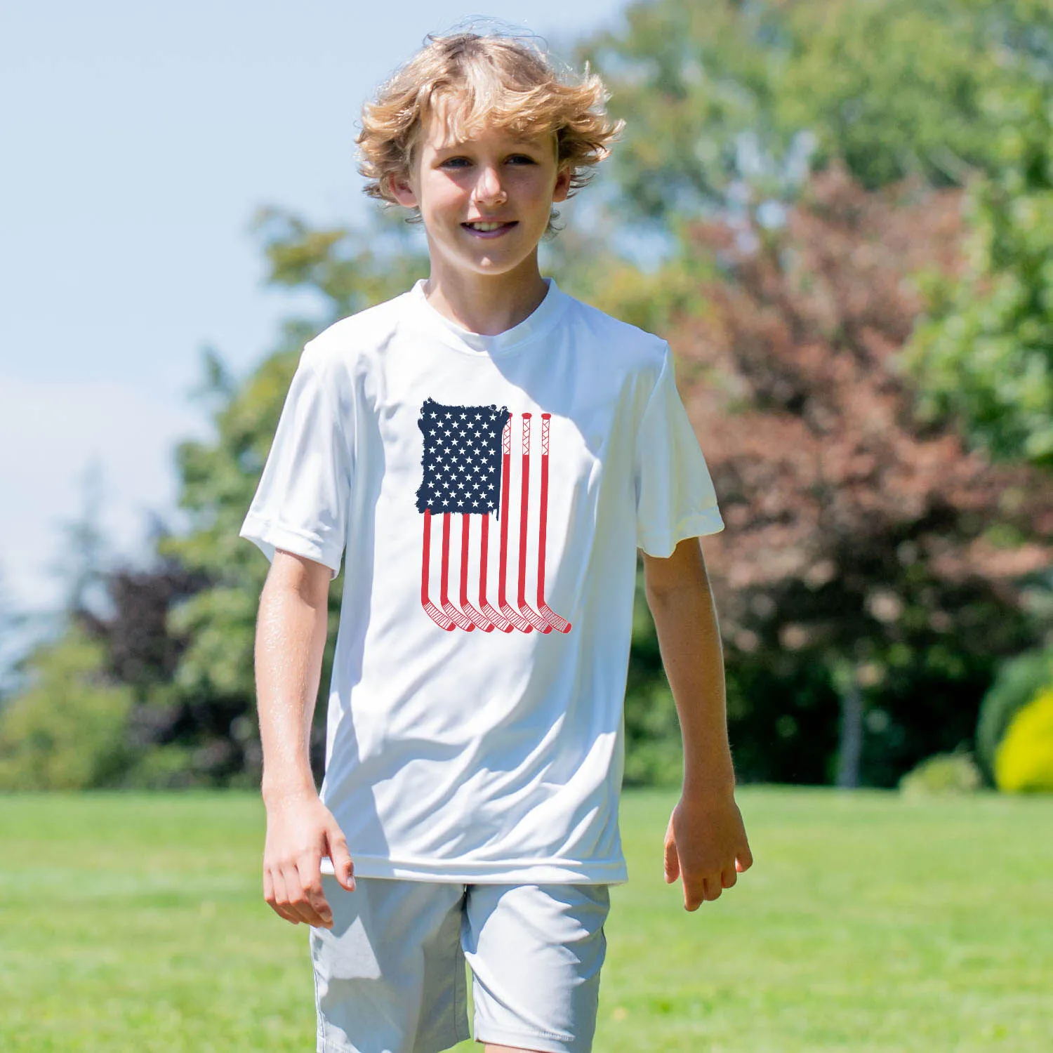 Hockey Short Sleeve Performance Tee - American Flag 