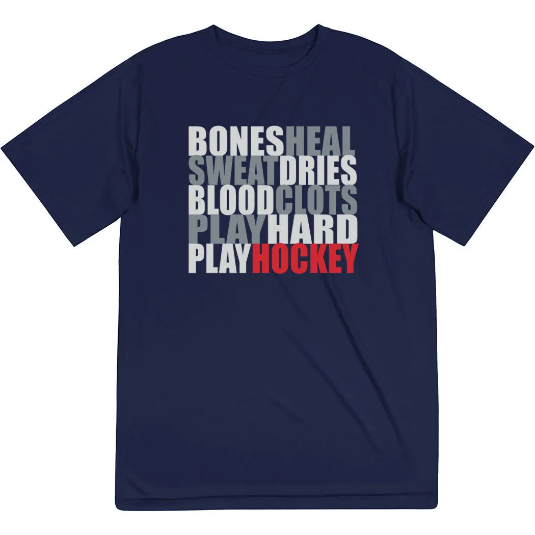 Hockey Short Sleeve Performance Tee - Bones Saying 