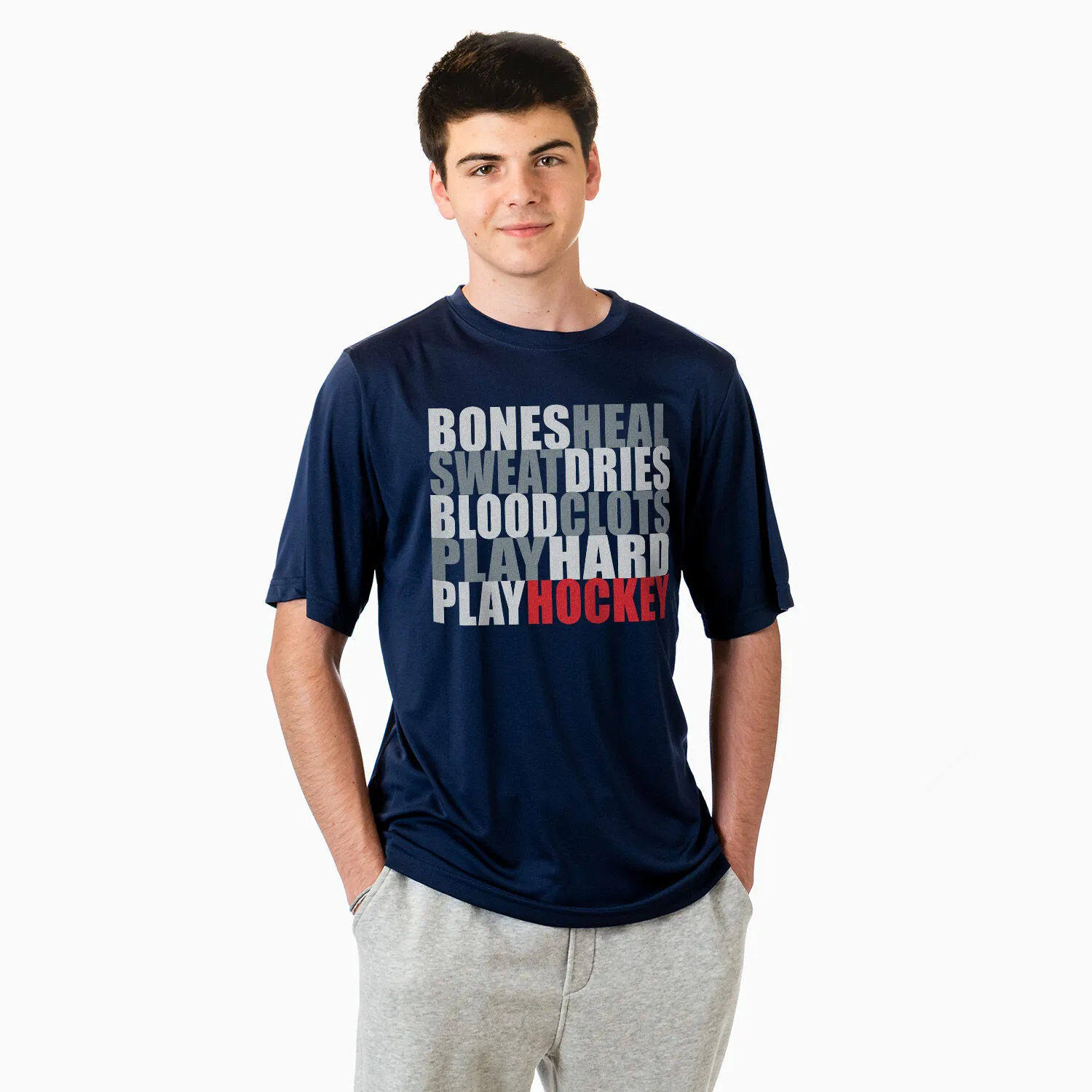 Hockey Short Sleeve Performance Tee - Bones Saying 