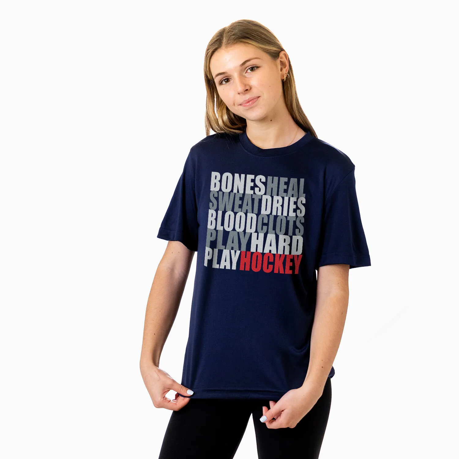 Hockey Short Sleeve Performance Tee - Bones Saying 