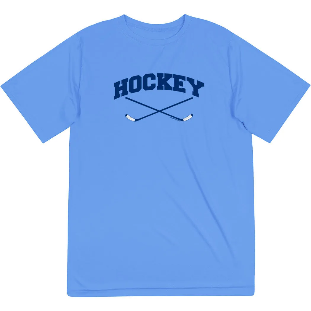 Hockey Short Sleeve Performance Tee - Hockey Crossed Sticks Logo 