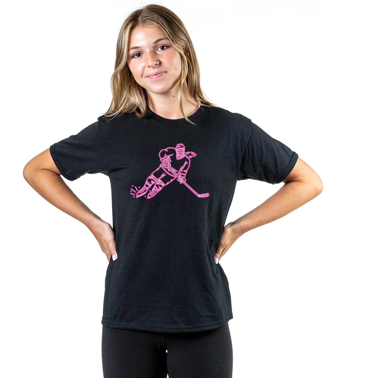 Hockey T-Shirt Short Sleeve - Neon Hockey Girl 