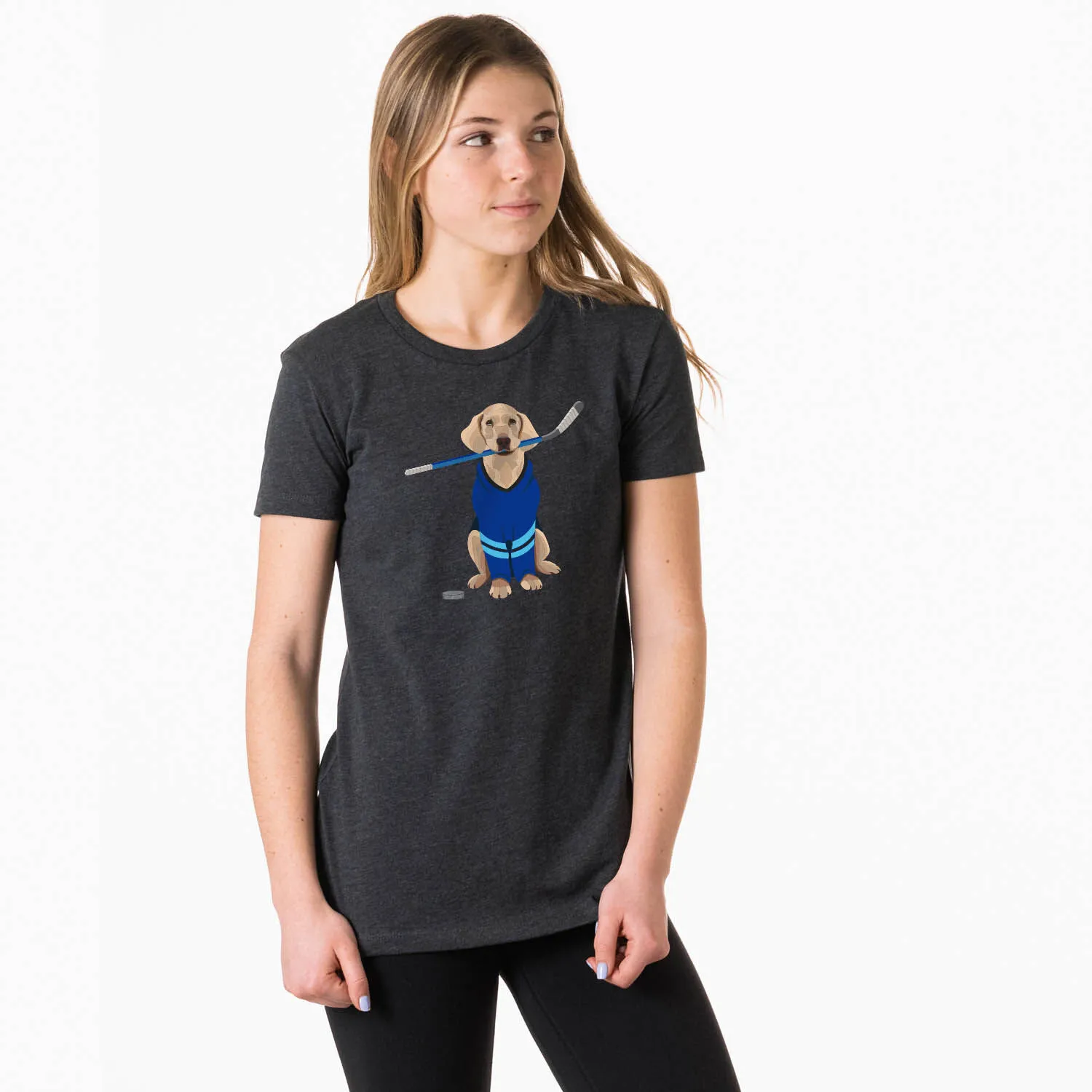 Hockey Women's Everyday Tee - Puck The Hockey Dog 