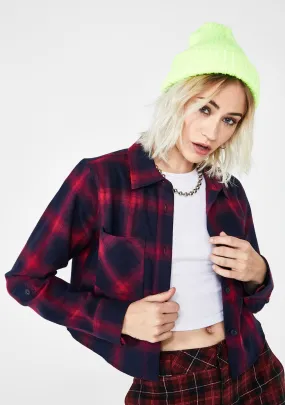 Hot Crop Flannel Shirt-