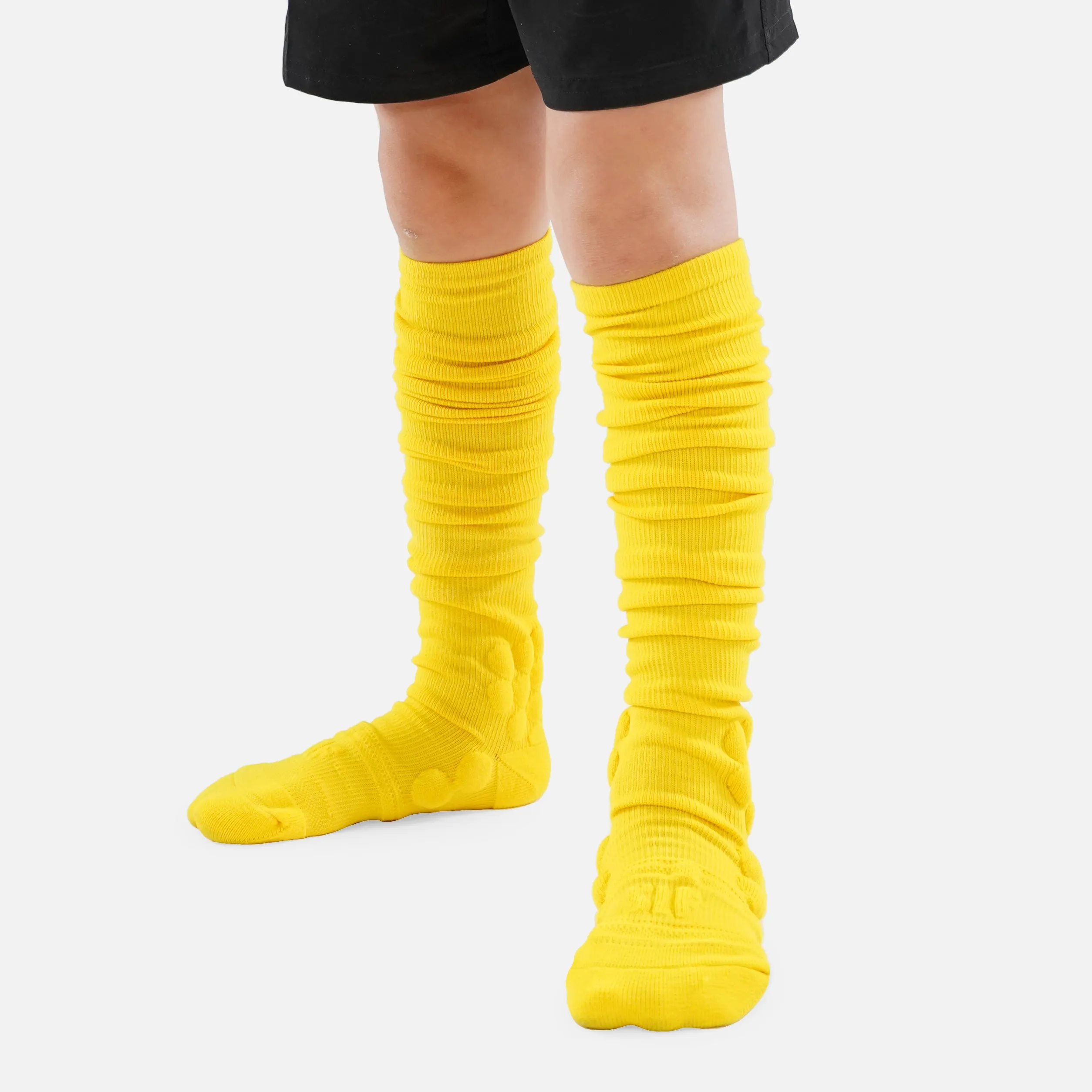 Hue Yellow Football Padded Long Kids Socks