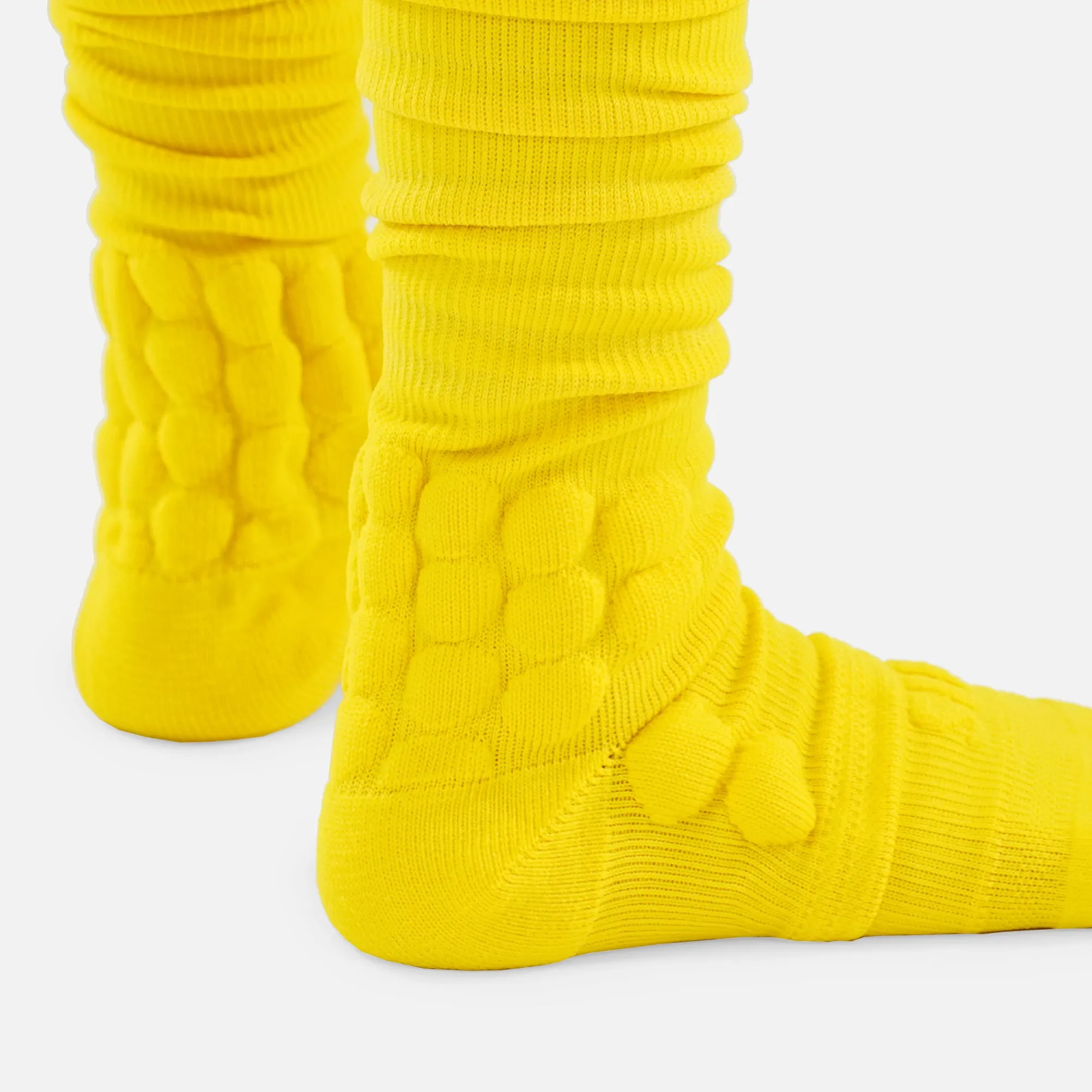 Hue Yellow Football Padded Long Kids Socks