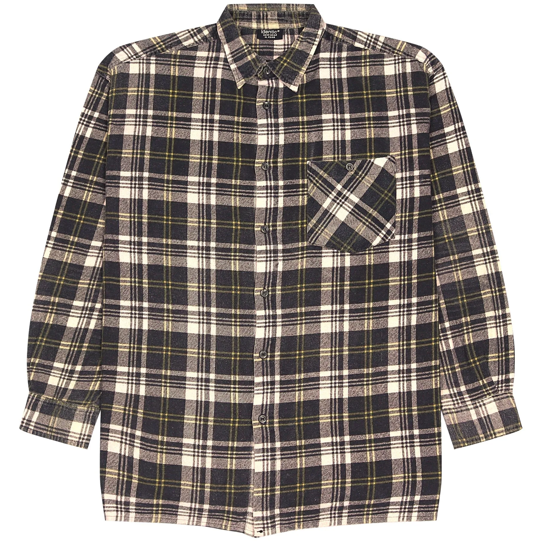 Identic Checkered Flannel Shirt Black Beige Yellow