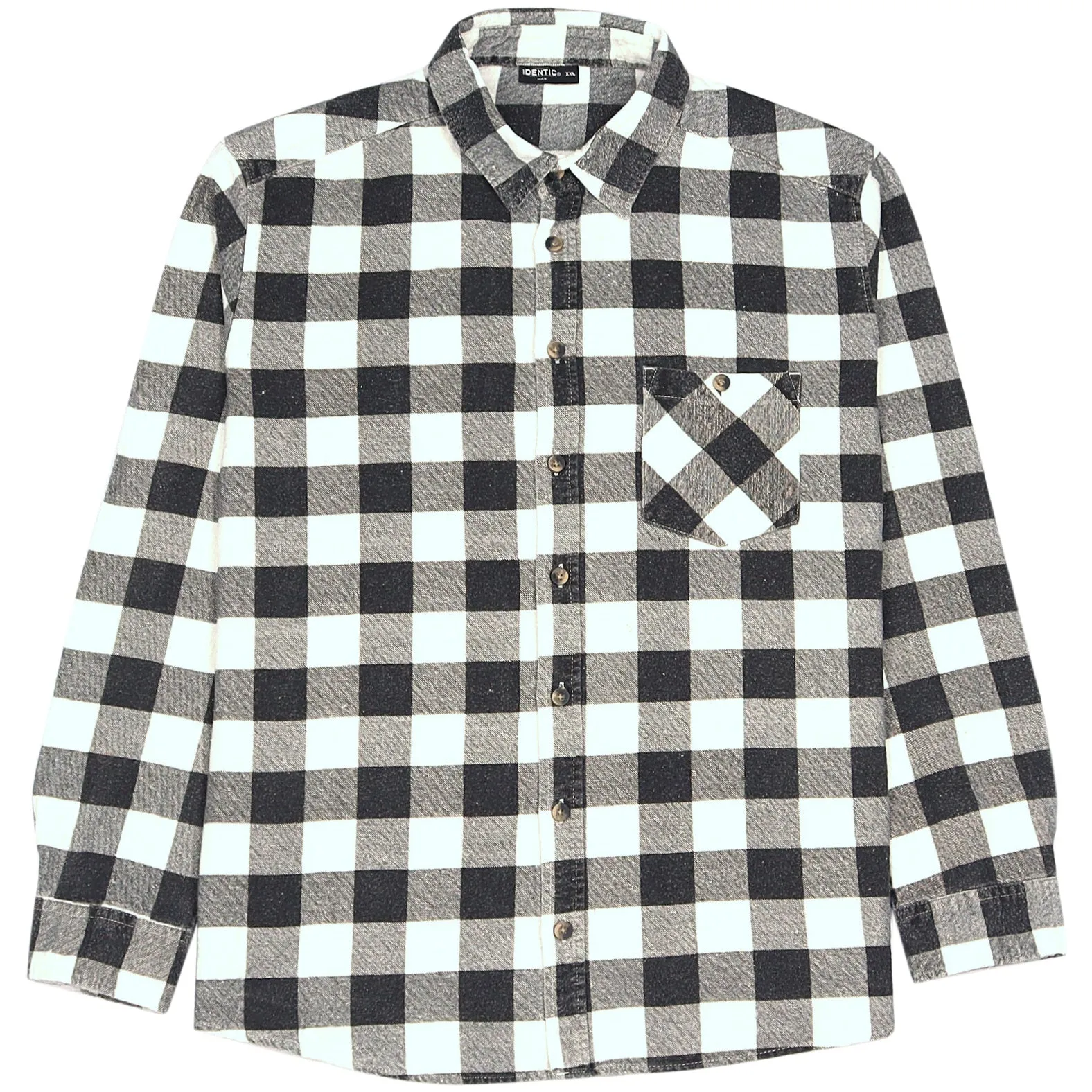 Identic Checkered Flannel Shirt Black Grey White