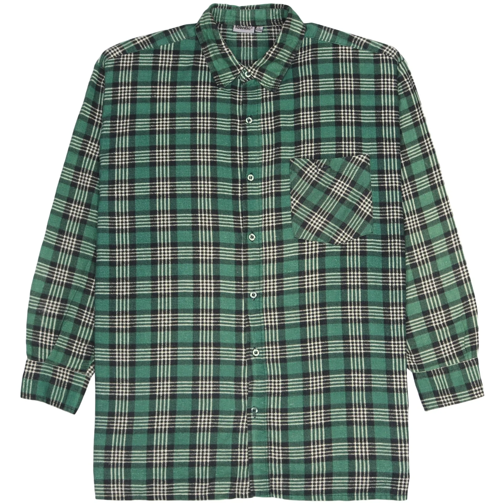 Identic Checkered Flannel Shirt Green Black Cream