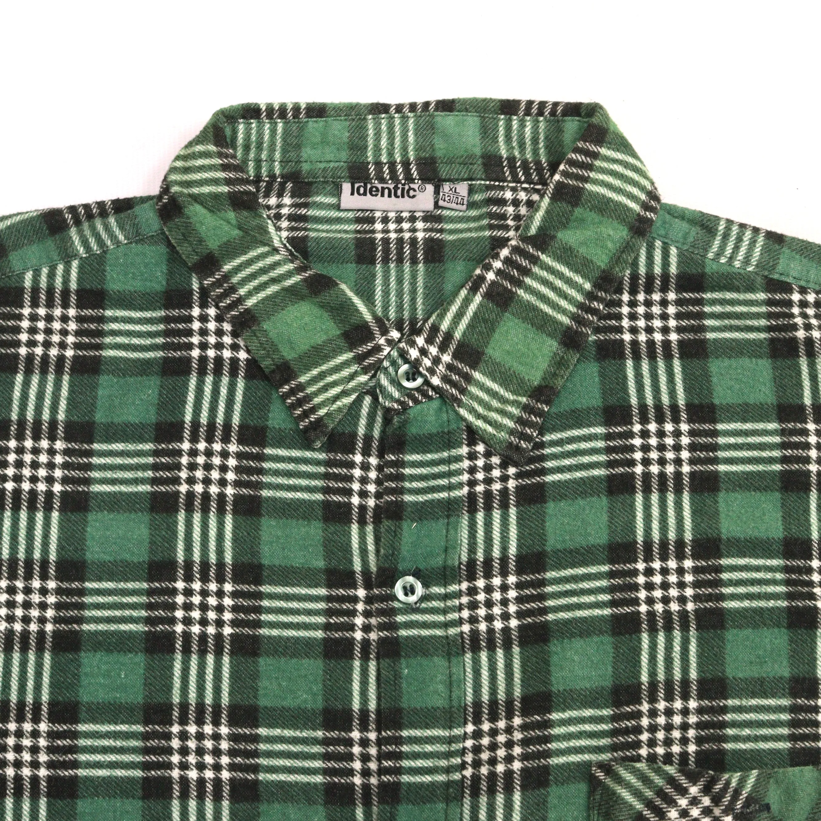 Identic Checkered Flannel Shirt Green Black Cream