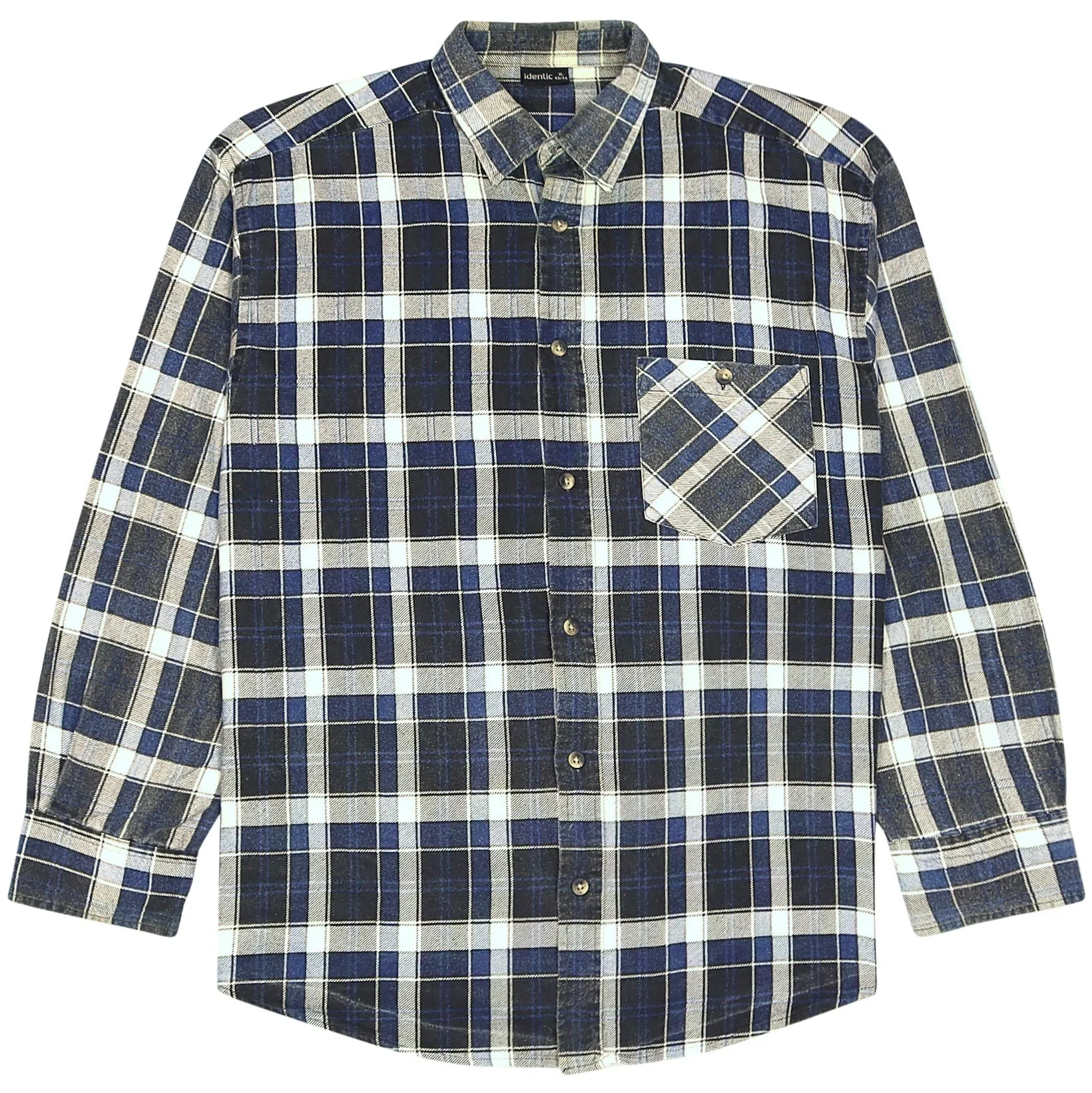 Identic Checkered Flannel Shirt Navy Beige