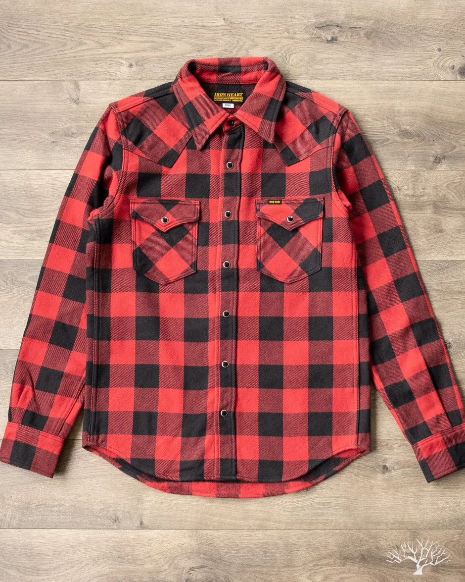 IHSH-232-RED - Ultra Heavy Flannel Western Shirt - Red/Black