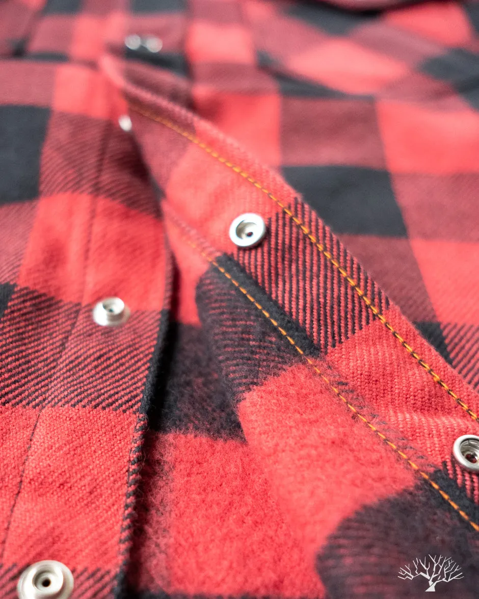 IHSH-232-RED - Ultra Heavy Flannel Western Shirt - Red/Black