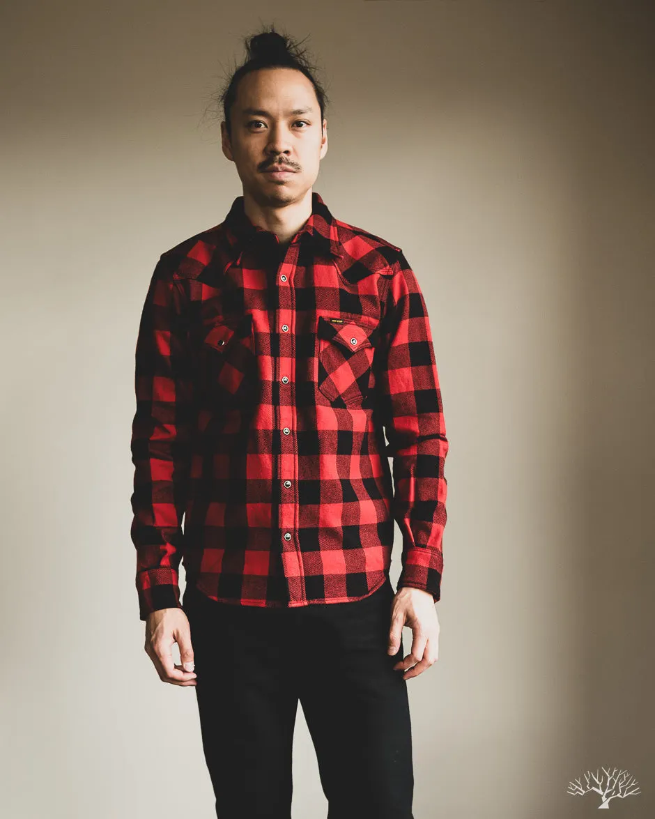 IHSH-232-RED - Ultra Heavy Flannel Western Shirt - Red/Black