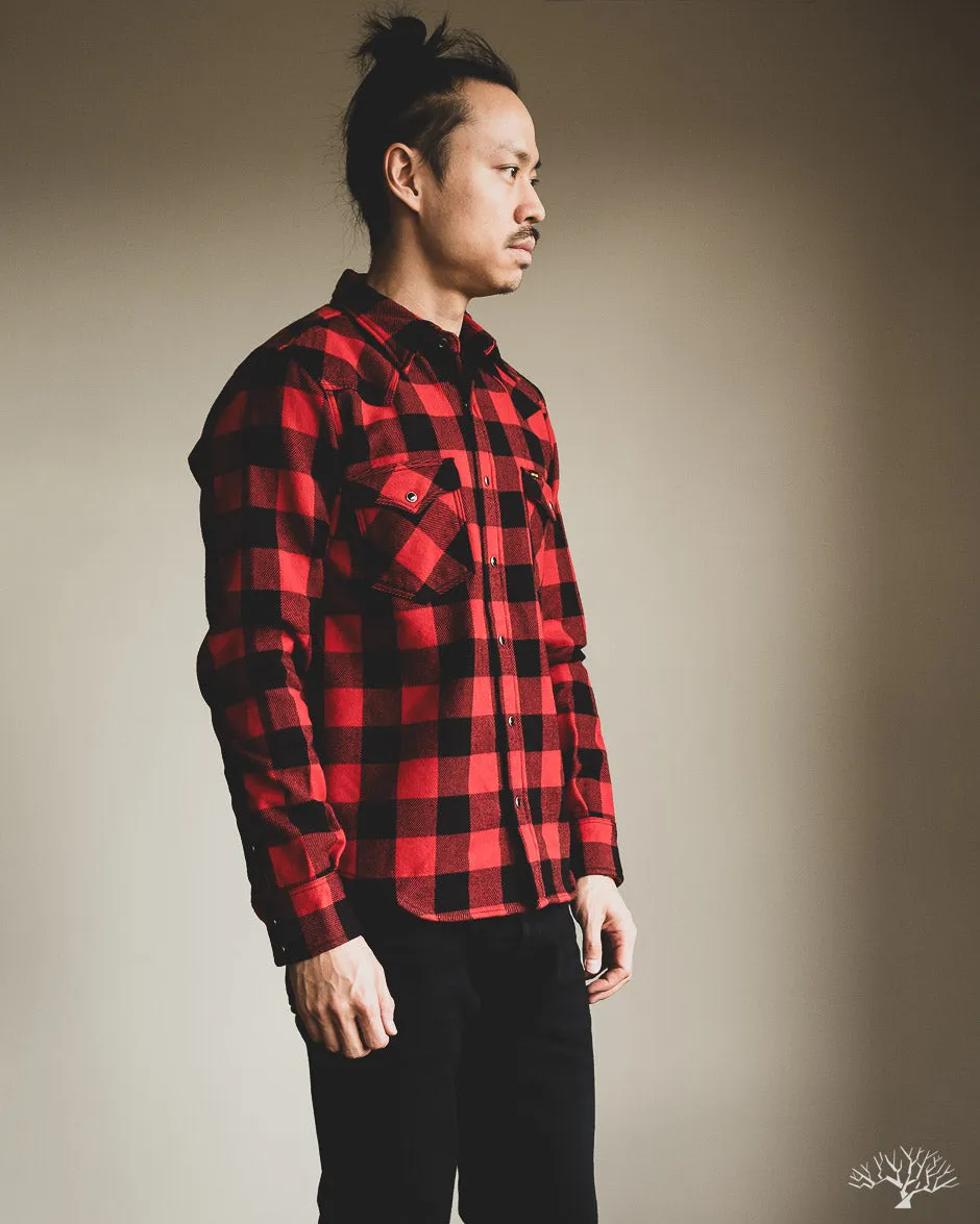 IHSH-232-RED - Ultra Heavy Flannel Western Shirt - Red/Black