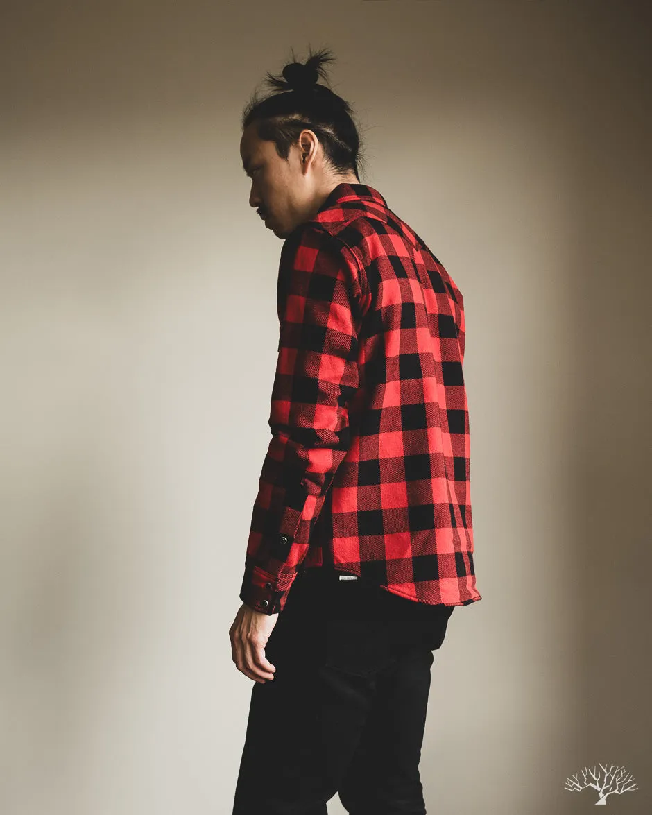 IHSH-232-RED - Ultra Heavy Flannel Western Shirt - Red/Black