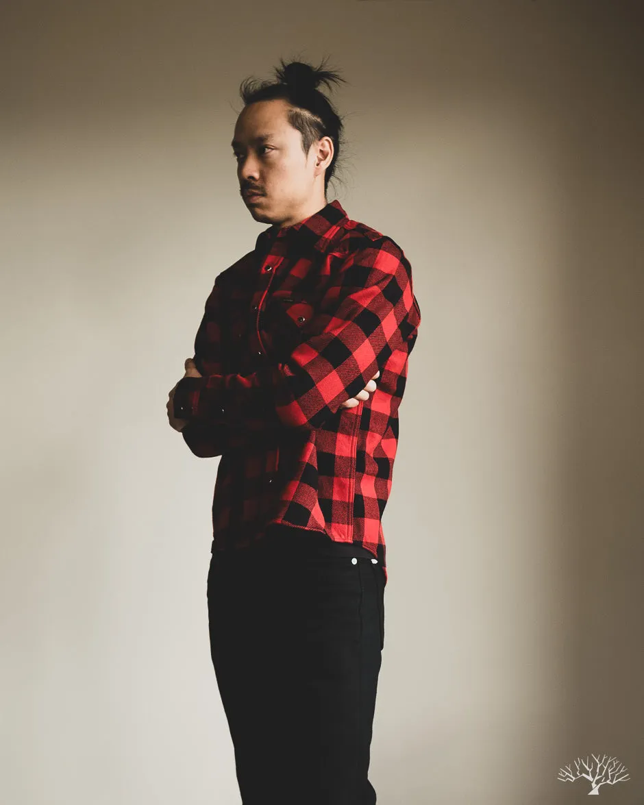 IHSH-232-RED - Ultra Heavy Flannel Western Shirt - Red/Black