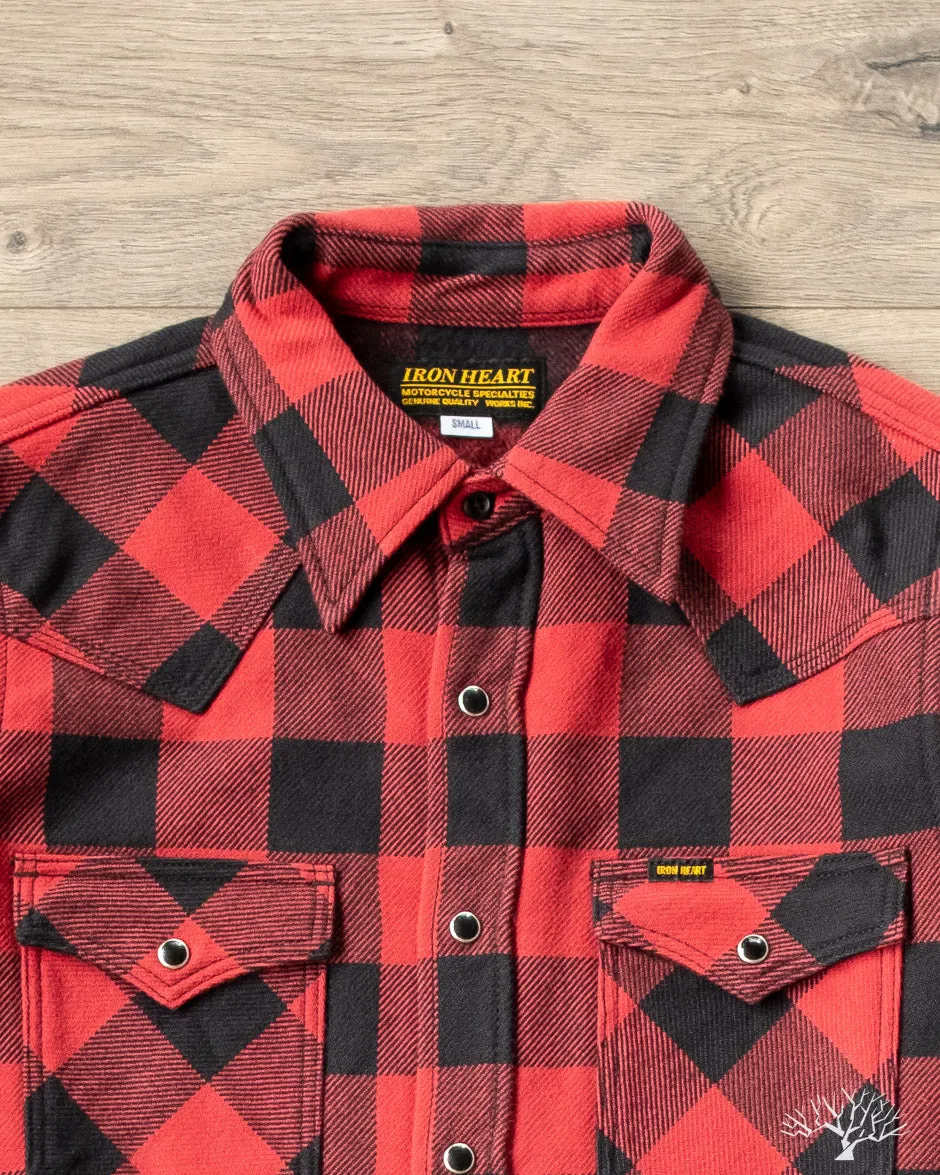 IHSH-232-RED - Ultra Heavy Flannel Western Shirt - Red/Black