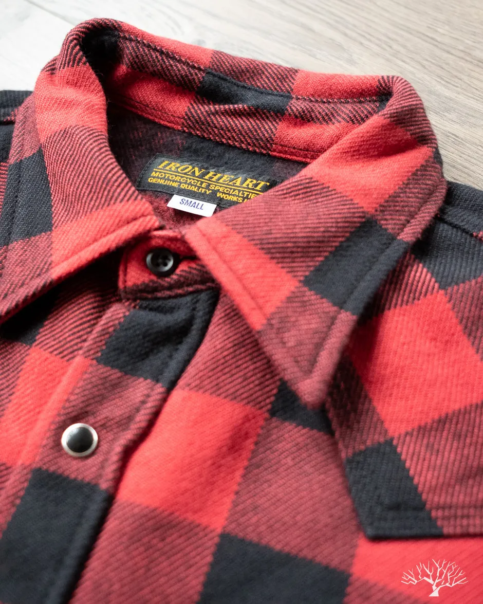 IHSH-232-RED - Ultra Heavy Flannel Western Shirt - Red/Black