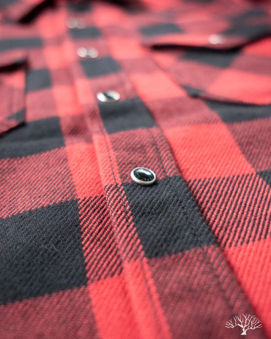 IHSH-232-RED - Ultra Heavy Flannel Western Shirt - Red/Black