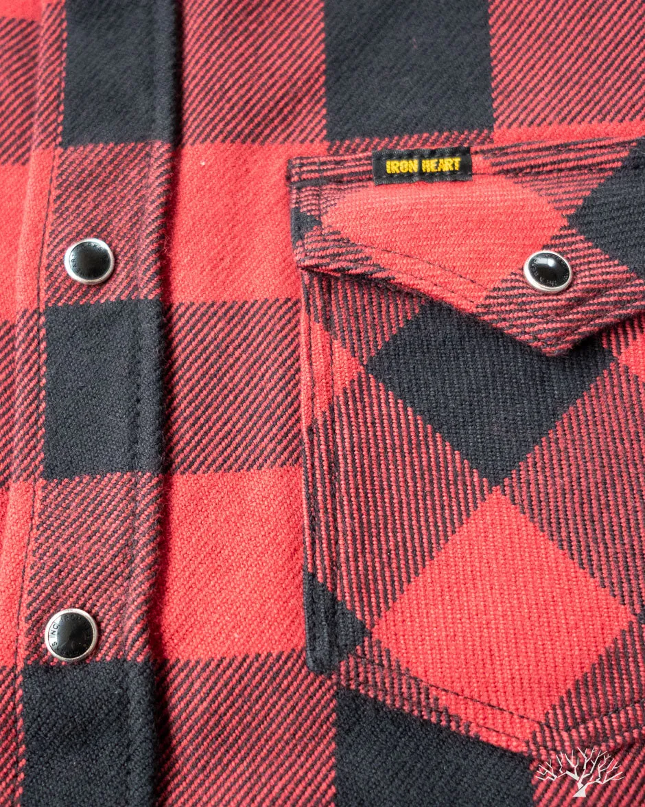 IHSH-232-RED - Ultra Heavy Flannel Western Shirt - Red/Black