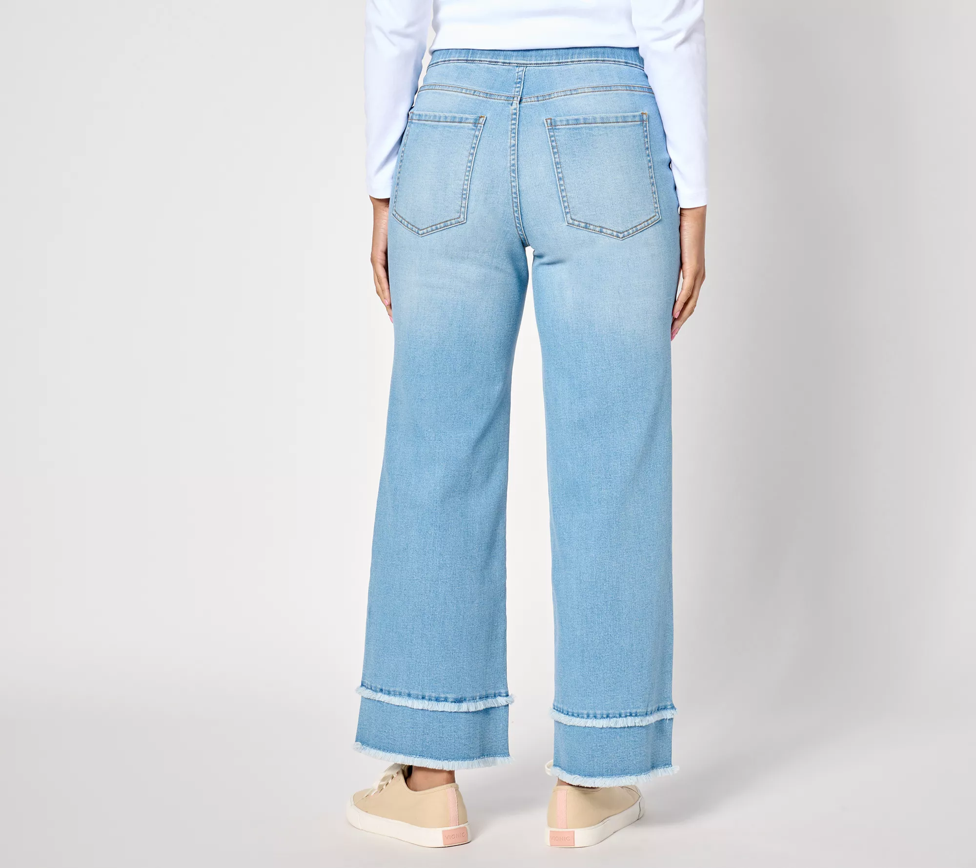 Isaac Mizrahi Live! Petite True Denim Indigo Pull On Wide Leg Jeans