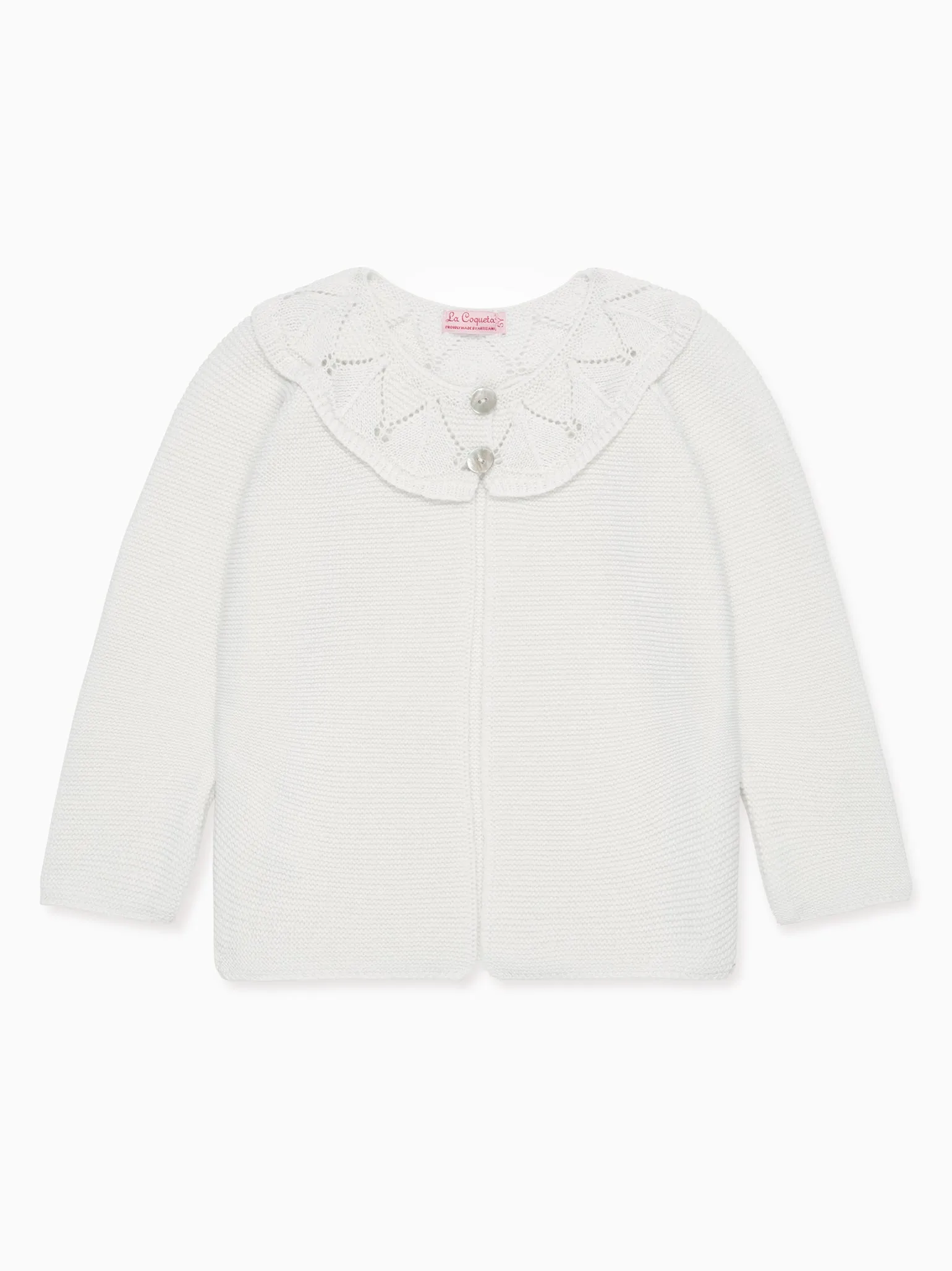 Ivory Baena Merino Girl Cardigan