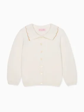 Ivory Luana Merino Girl Cardigan