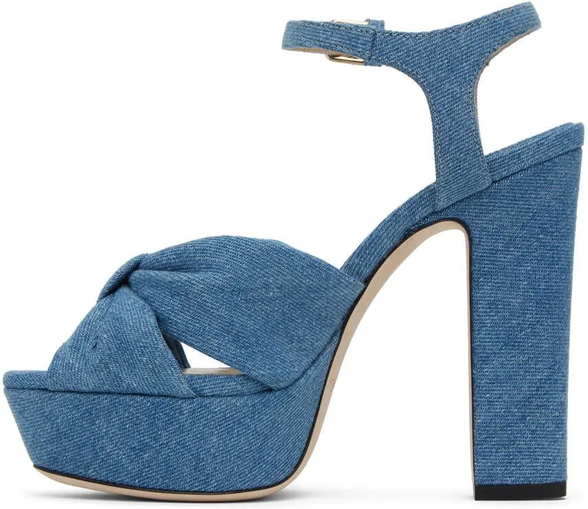 Jimmy Choo Blue Heloise 120 Heeled Sandals