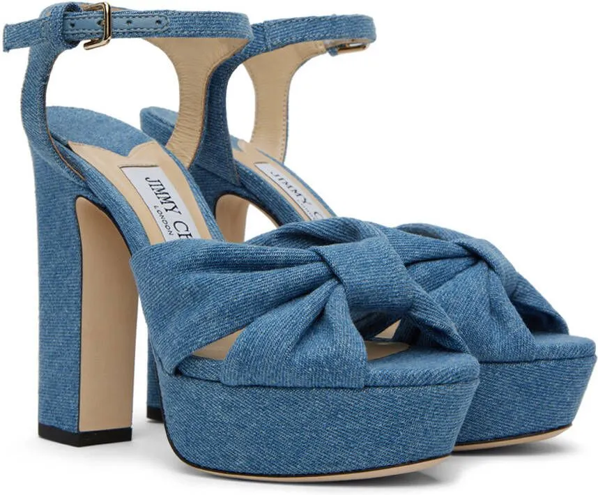 Jimmy Choo Blue Heloise 120 Heeled Sandals