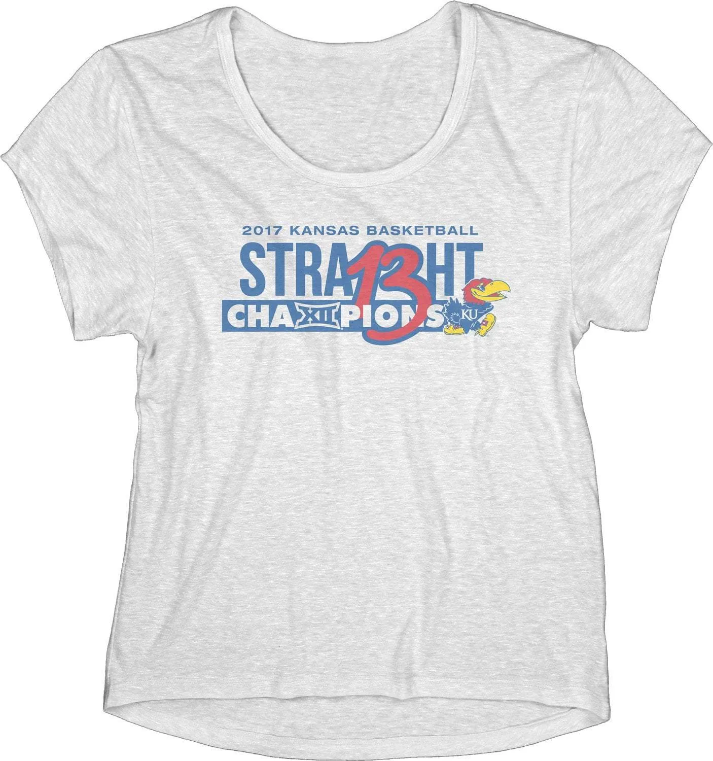 Kansas Jayhawks 13 Straight Basketball Big 12 Champion WOMEN White T-Shirt