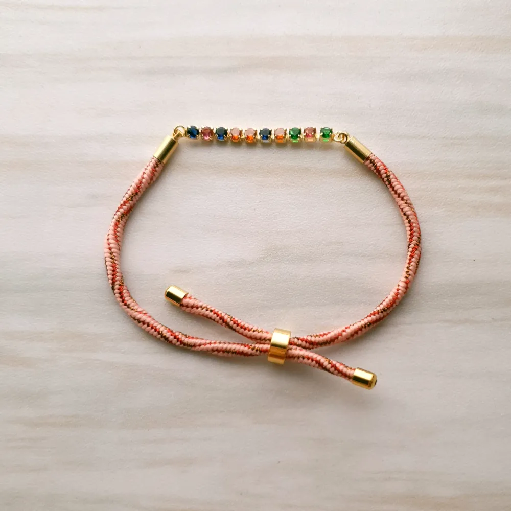 Kelly Multicolor Tennis Style Metallic Corded Slider Bracelet