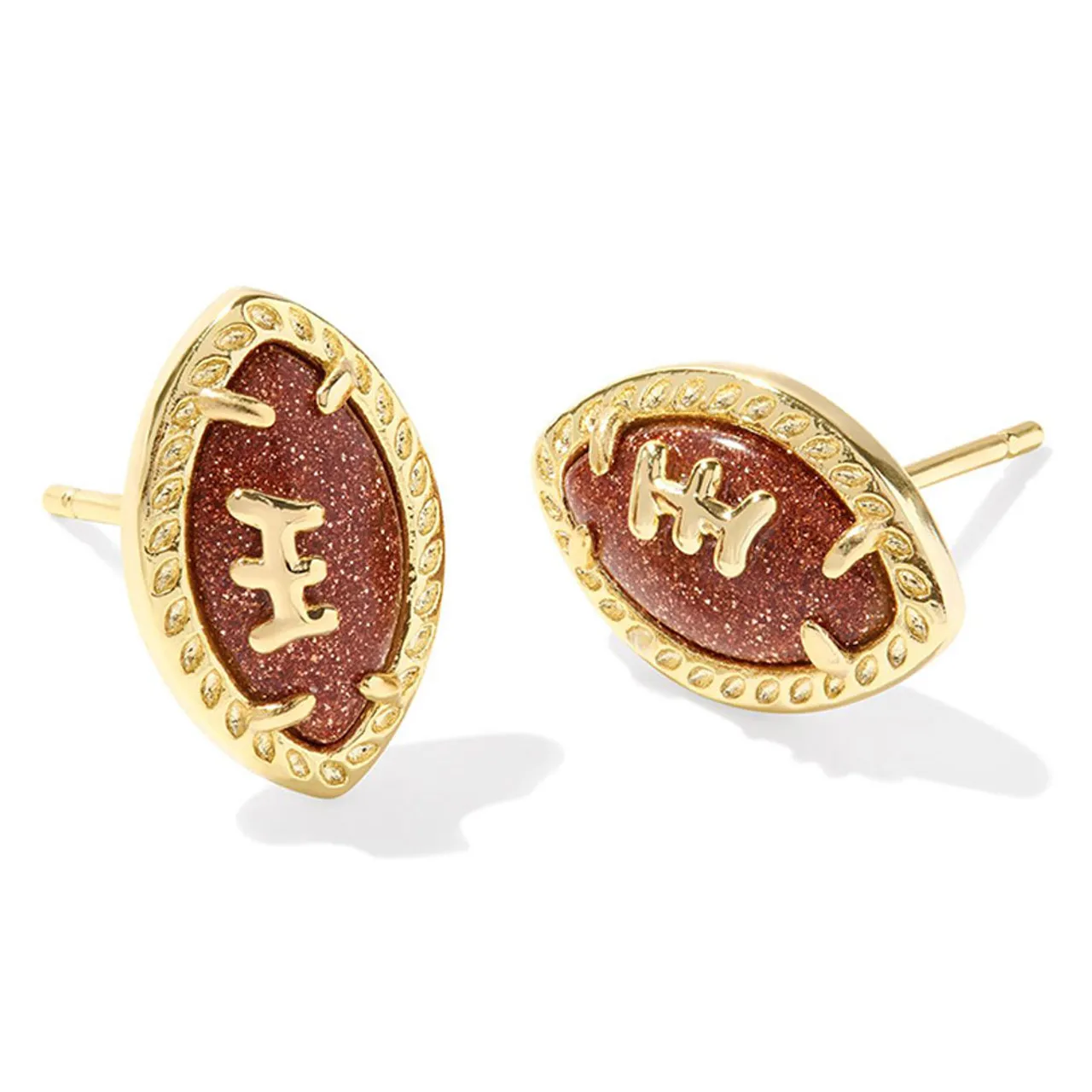 Kendra Scott Football Stud Earrings Gold - Orange Goldstone