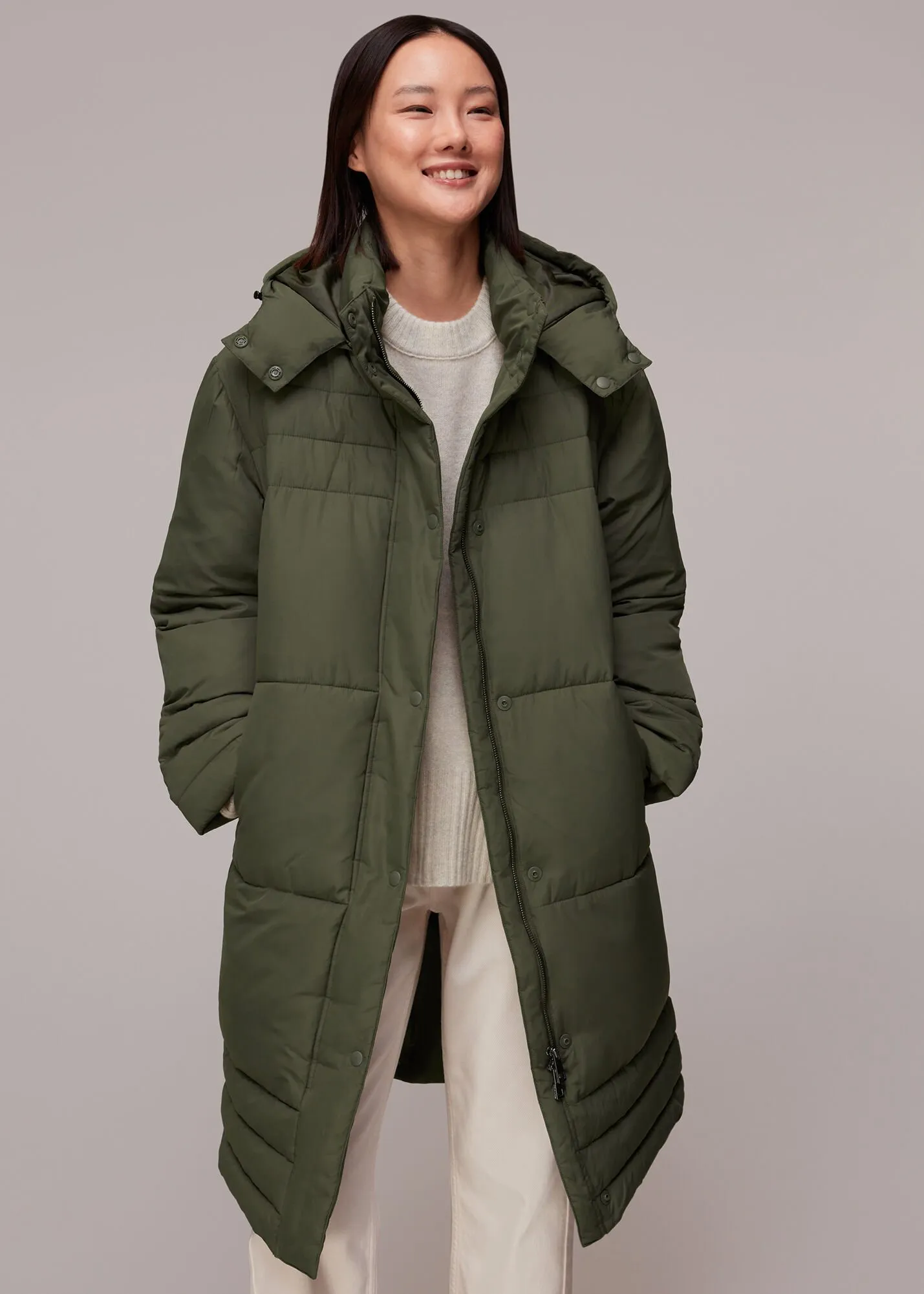 Khaki Becky Longline Puffer