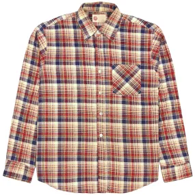 Kings Road Checkered Flannel Shirt Beige Red Navy