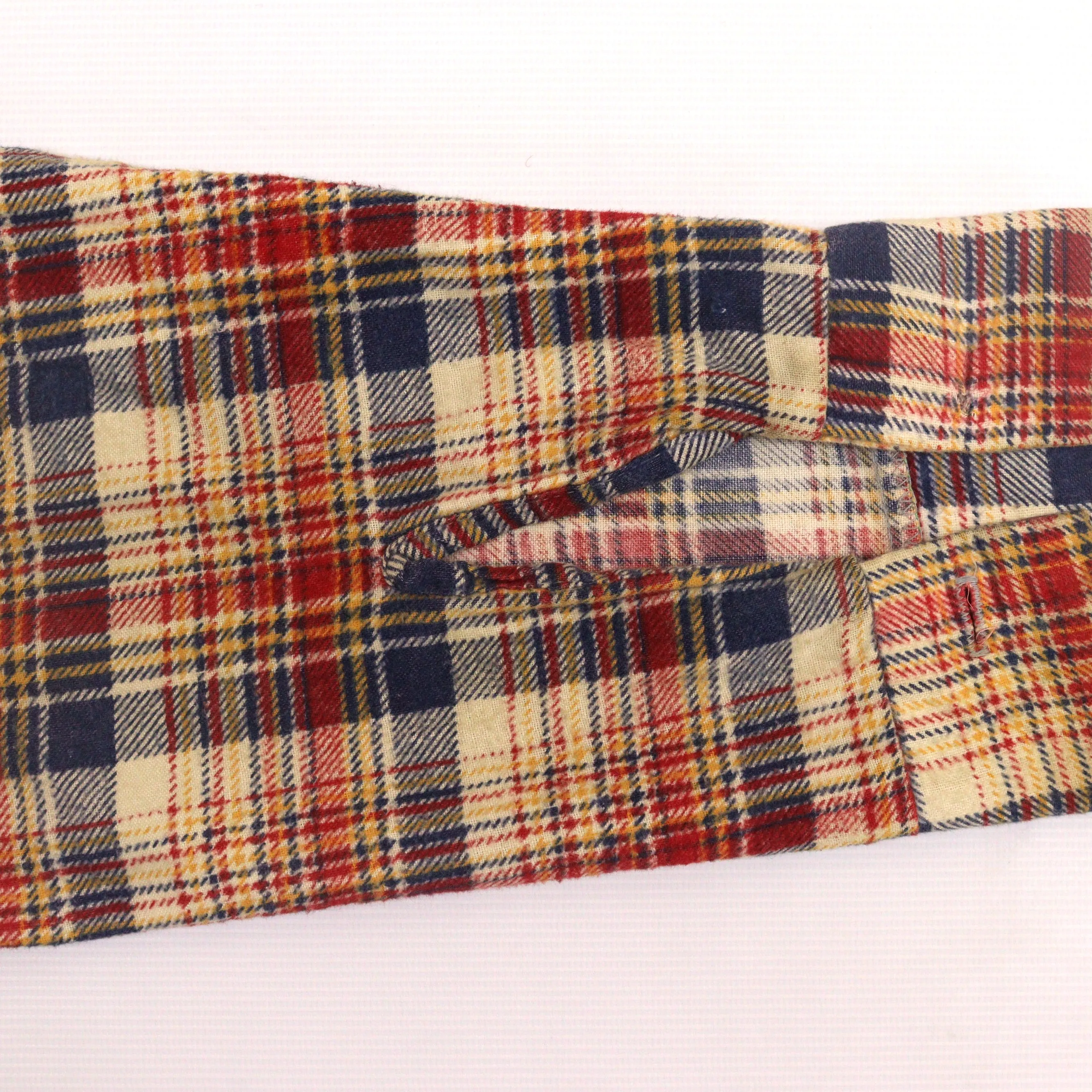 Kings Road Checkered Flannel Shirt Beige Red Navy