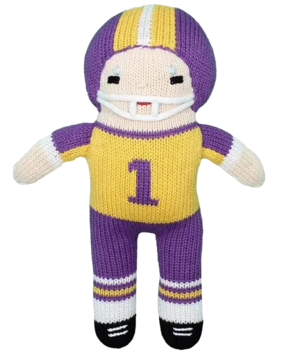 Knit Football Player Purple and Gold