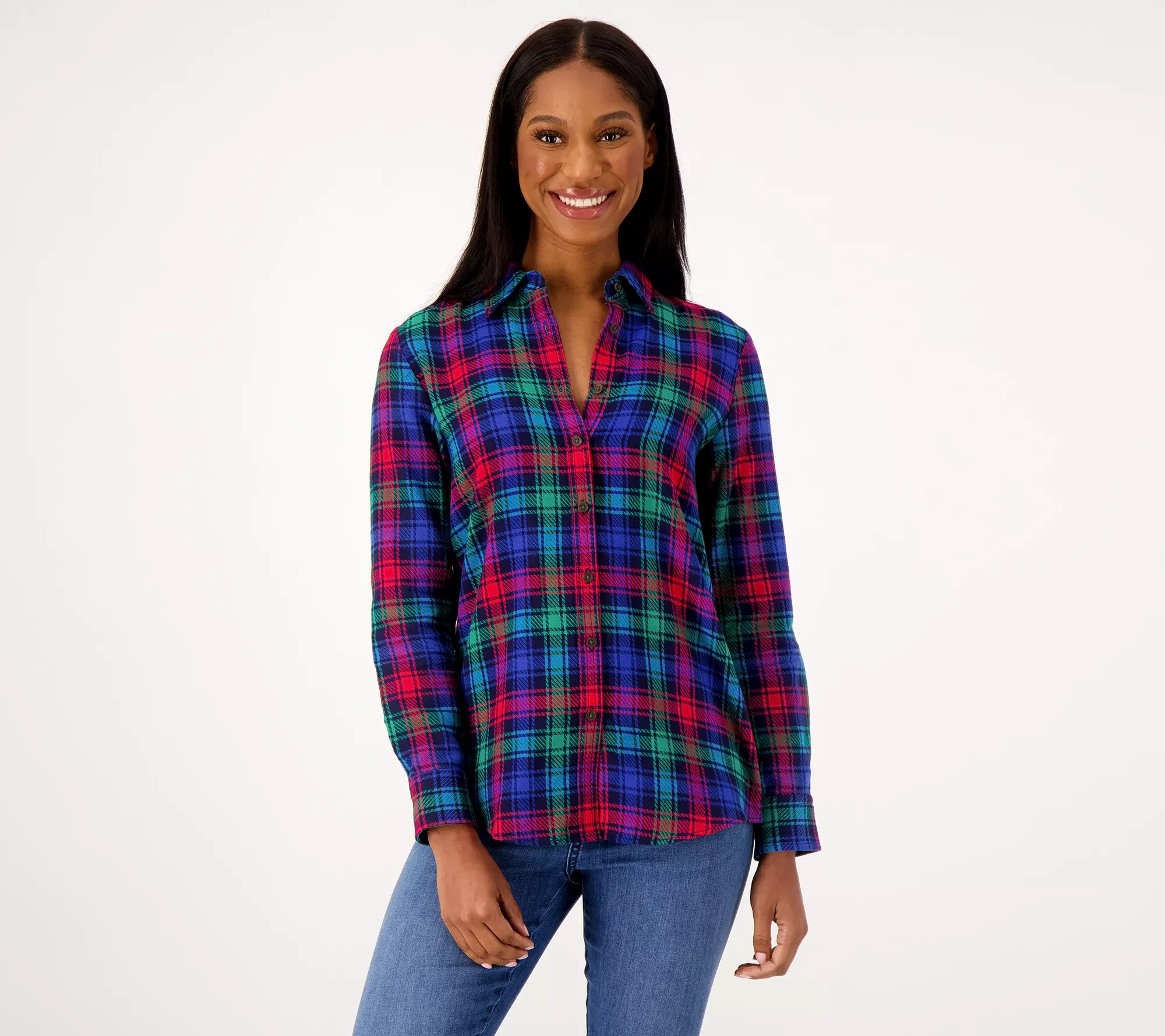 Lands' End Regular Long Sleeve Boyfriend Flannel Shirt