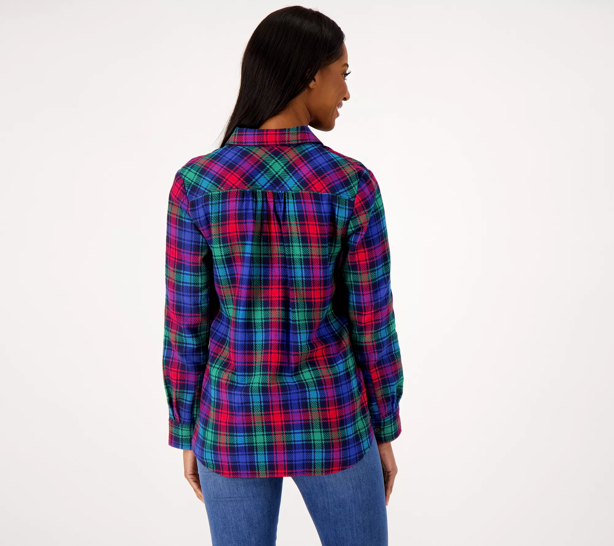 Lands' End Regular Long Sleeve Boyfriend Flannel Shirt