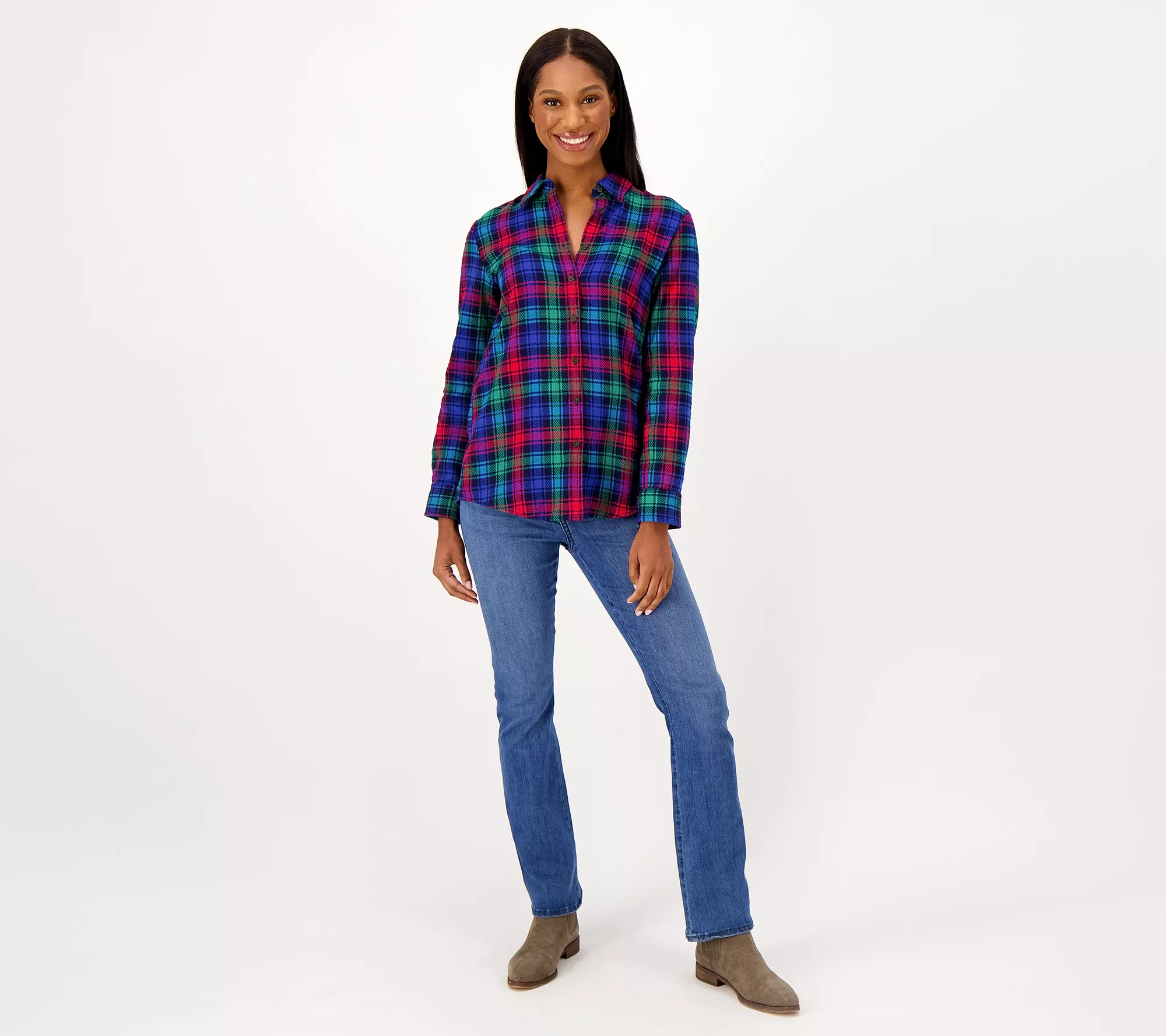 Lands' End Regular Long Sleeve Boyfriend Flannel Shirt