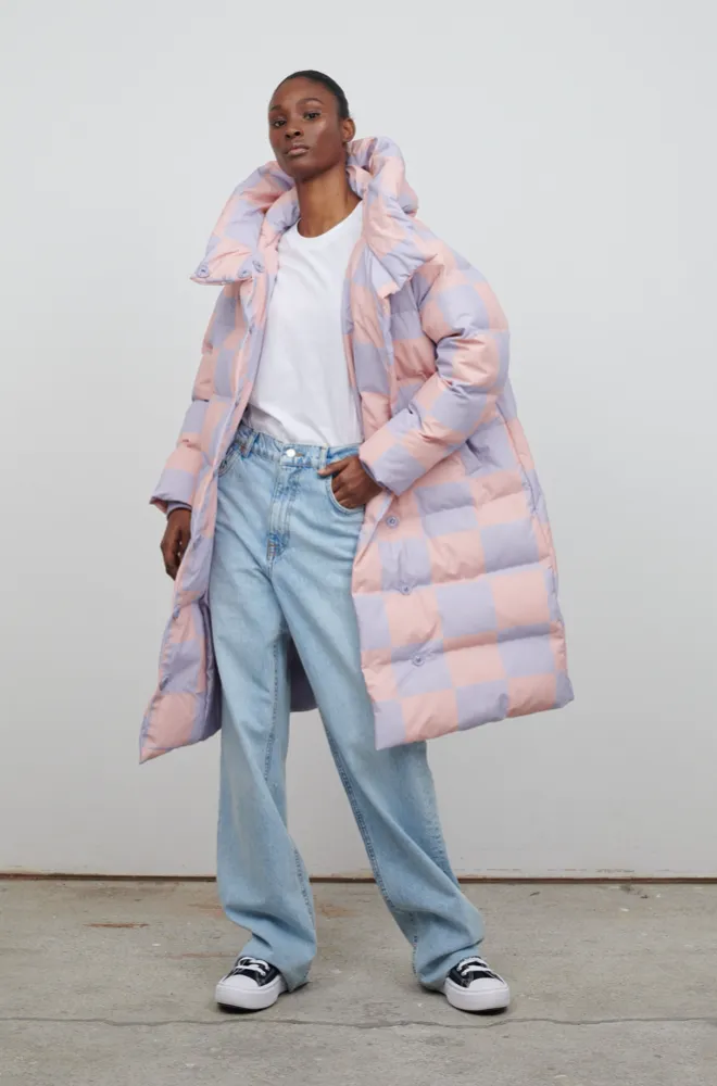 LAURA PUFFER PINK CHECKERBOARD