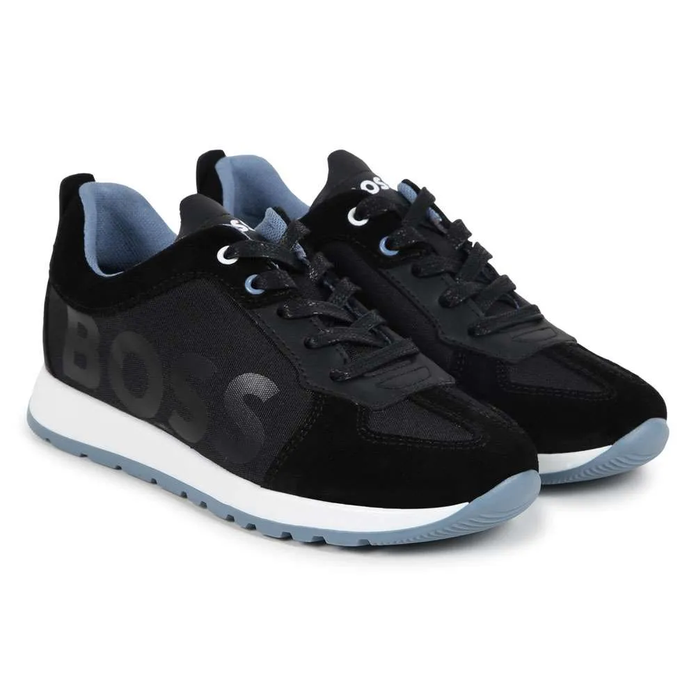 Lce-up trainers with leather