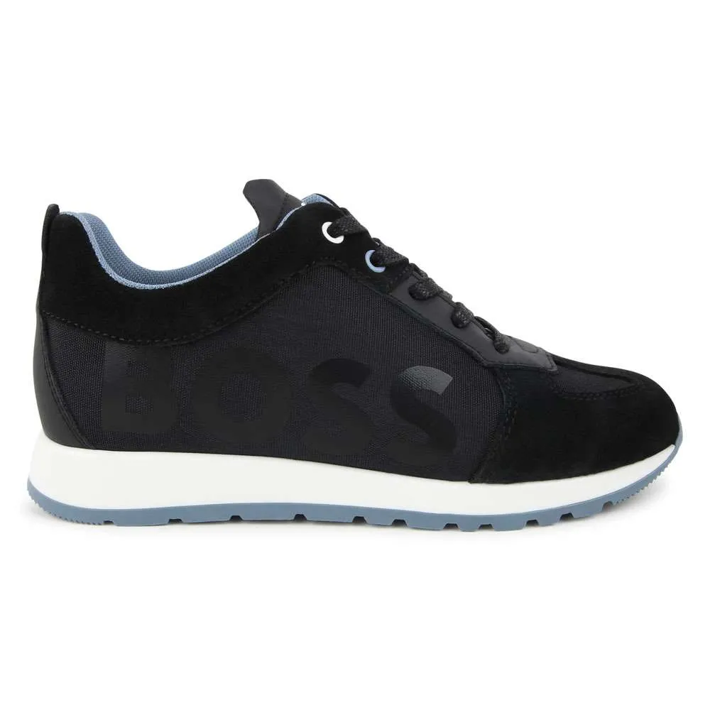 Lce-up trainers with leather