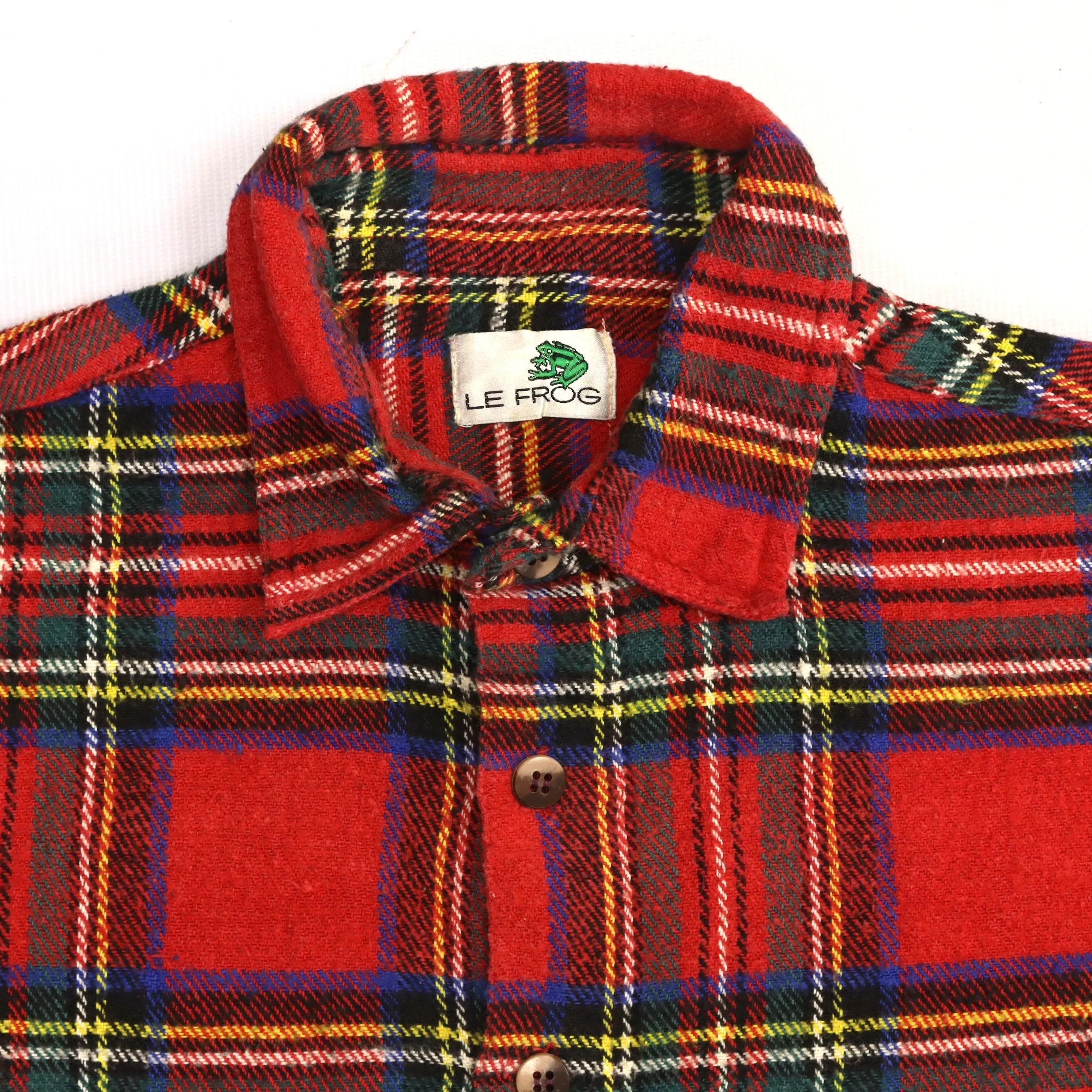 Le Frog Checkered Flannel Shirt Red Navy Yellow